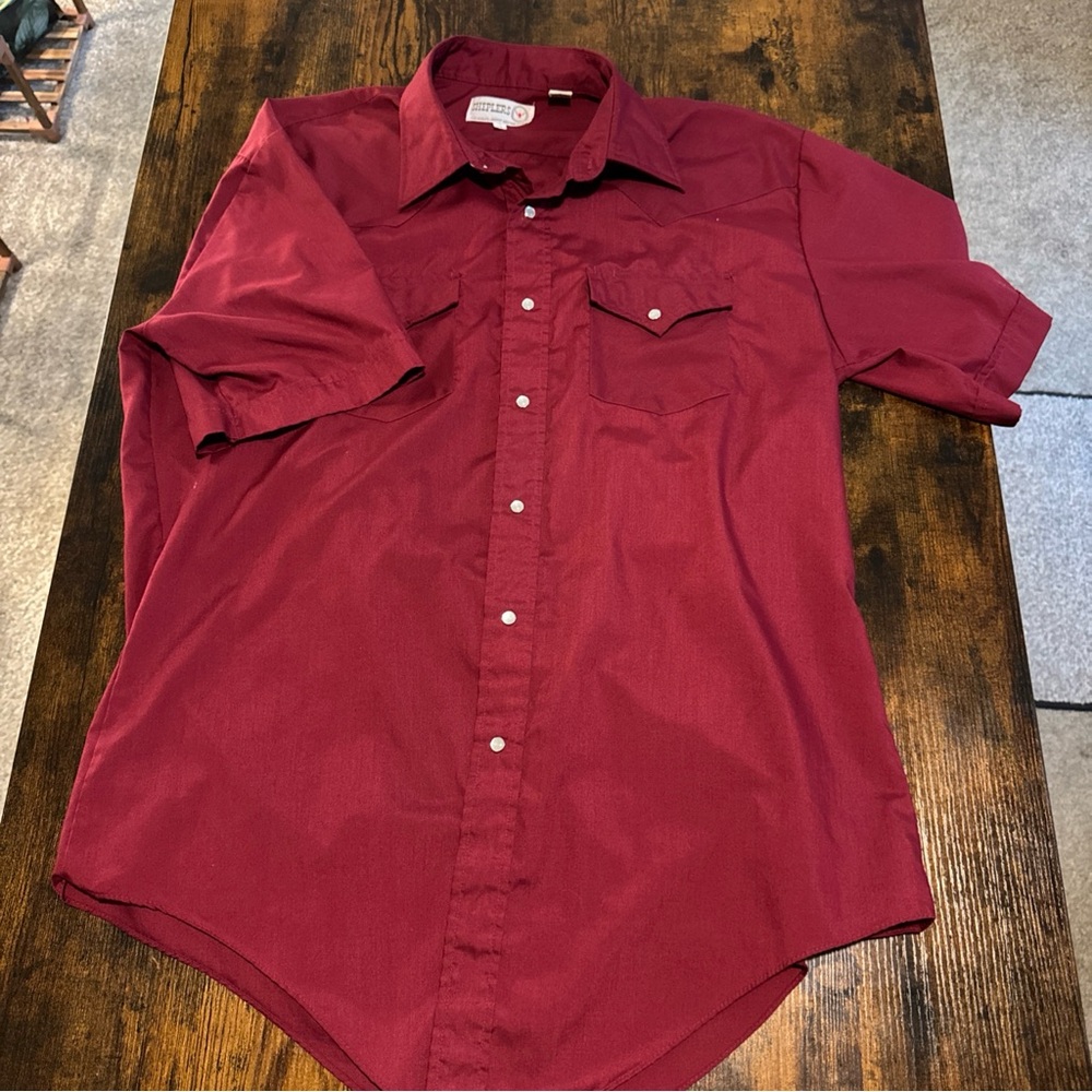Shephers Vintage Men's Burgundy Peal Button-Down Shirt
